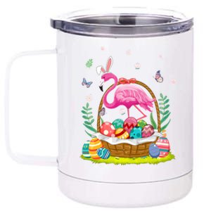 Flamingo Bunny Hat Rabbit Easter Eggs Meaningful Gift 12 oz Stainless Steel Tumbler Cup