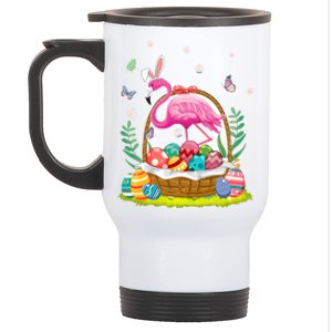 Flamingo Bunny Hat Rabbit Easter Eggs Meaningful Gift Stainless Steel Travel Mug