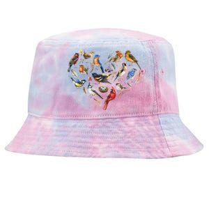 Forest Bird Heart Watching Cardinal Goldfinch Wren Chickadee Tie-Dyed Bucket Hat