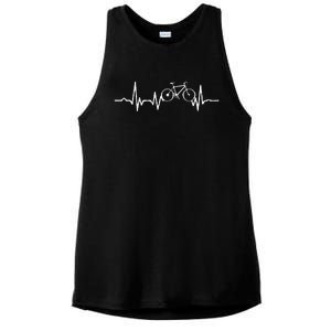 Funny Bicycle Heartbeat Cycling Cyclist Ladies PosiCharge Tri-Blend Wicking Tank