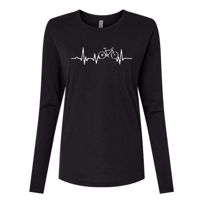 Funny Bicycle Heartbeat Cycling Cyclist Womens Cotton Relaxed Long Sleeve T-Shirt