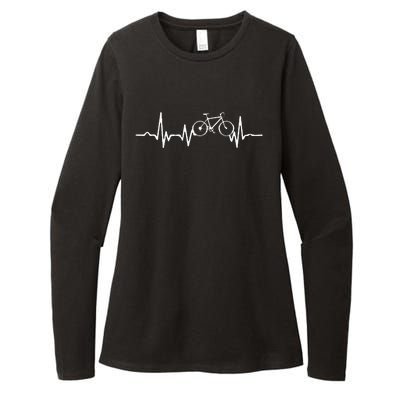 Funny Bicycle Heartbeat Cycling Cyclist Womens CVC Long Sleeve Shirt