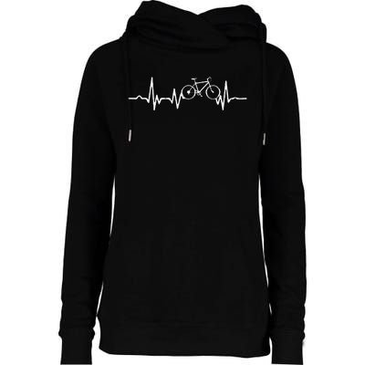 Funny Bicycle Heartbeat Cycling Cyclist Womens Funnel Neck Pullover Hood