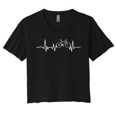 Funny Bicycle Heartbeat Cycling Cyclist Women's Crop Top Tee