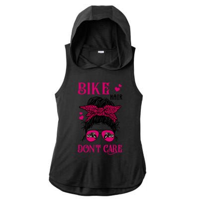 Funny Biker Hair Dont Care Messy Bun Bike Lover Great Gift Ladies PosiCharge Tri-Blend Wicking Draft Hoodie Tank