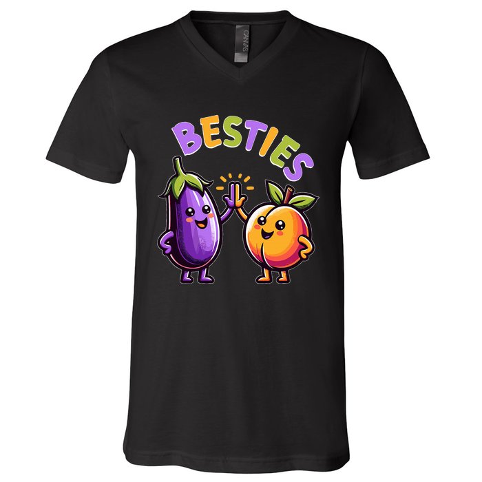 Funny Besties Hilarious Naughty Adult Humor Joke Saying Gag V-Neck T-Shirt