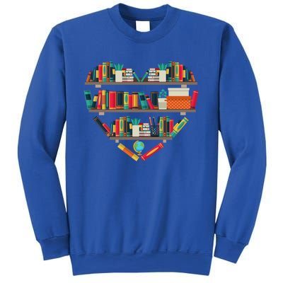 Funny Bookshelf Heart Reading Book Lover Teacher Librarian Great Gift Sweatshirt