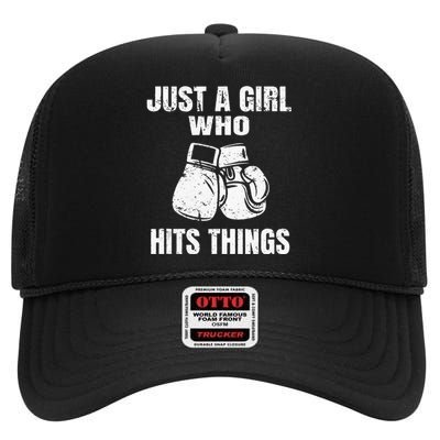 Female Boxing Humor High Crown Mesh Back Trucker Hat