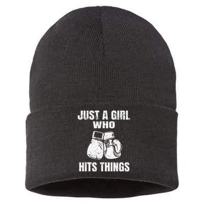 Female Boxing Humor Sustainable Knit Beanie