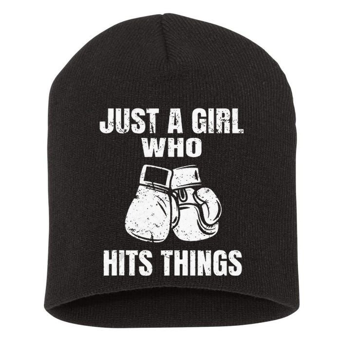 Female Boxing Humor Short Acrylic Beanie