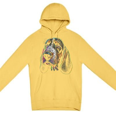 Funny Basset Hound Dog Lover Colorful Dog Mom Dad Gift Premium Pullover Hoodie