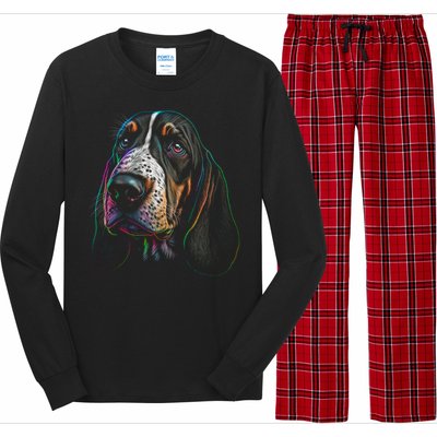 Funny Basset Hound Dog Lover Colorful Dog Mom Dad Gift Long Sleeve Pajama Set