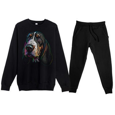 Funny Basset Hound Dog Lover Colorful Dog Mom Dad Gift Premium Crewneck Sweatsuit Set