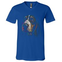 Funny Basset Hound Dog Lover Colorful Dog Mom Dad Gift V-Neck T-Shirt