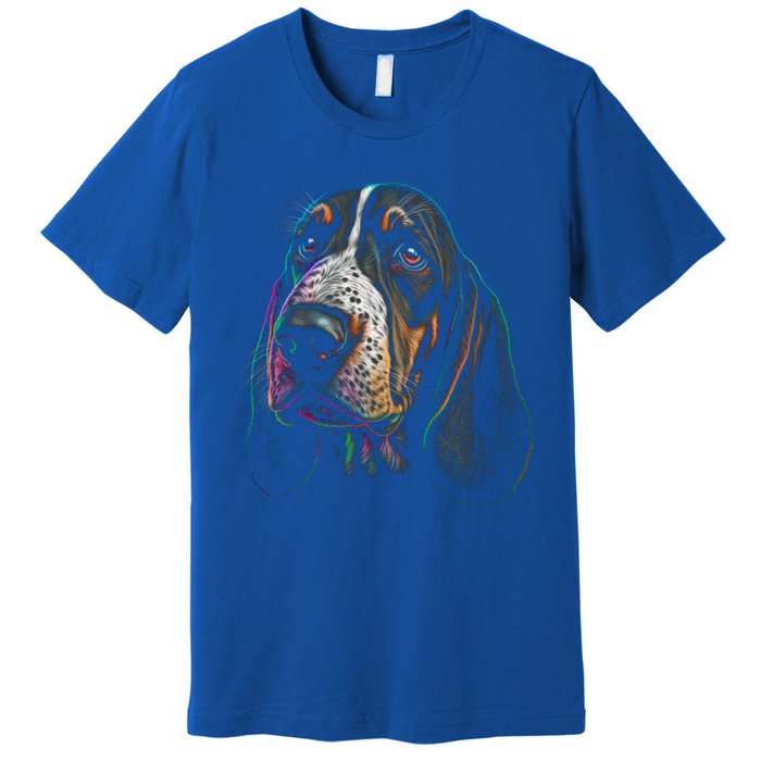 Funny Basset Hound Dog Lover Colorful Dog Mom Dad Gift Premium T-Shirt