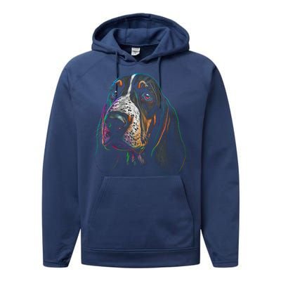 Funny Basset Hound Dog Lover Colorful Dog Mom Dad Gift Performance Fleece Hoodie