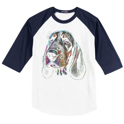 Funny Basset Hound Dog Lover Colorful Dog Mom Dad Gift Baseball Sleeve Shirt