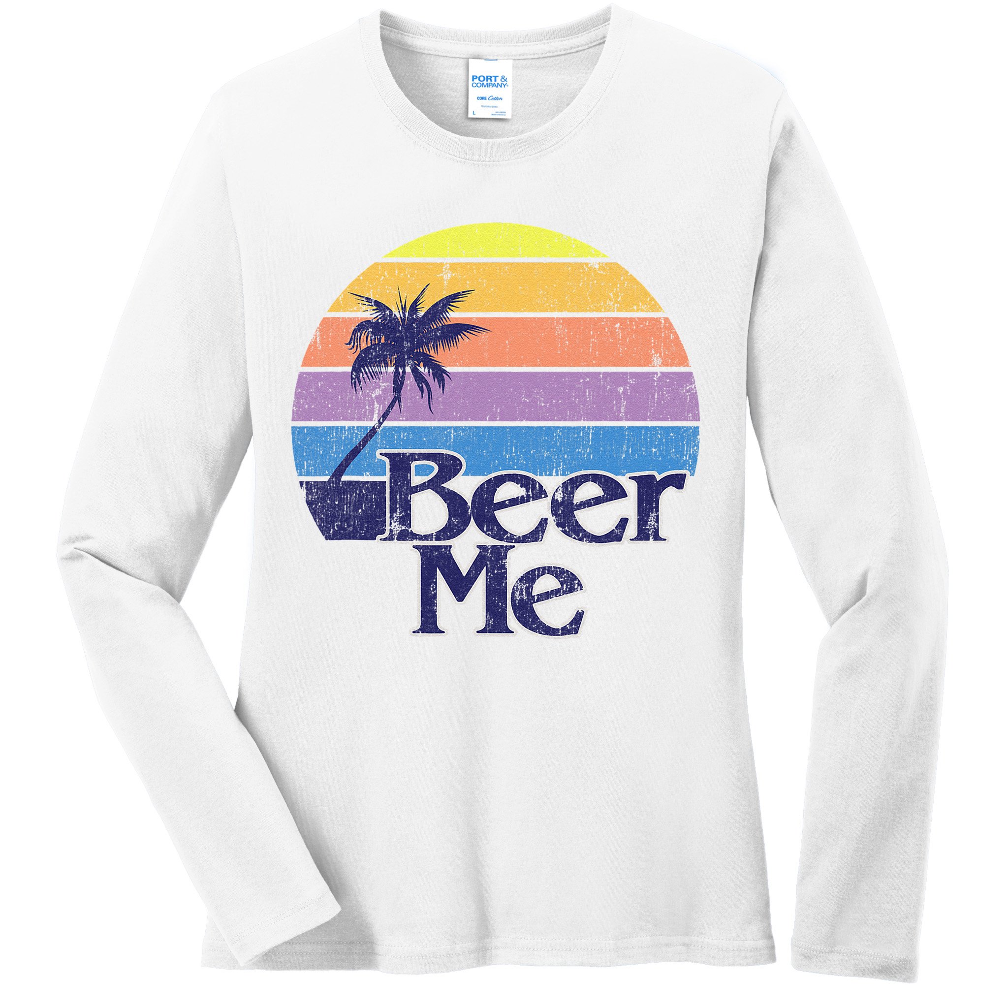 Funny Beer Humor Vintage Retro California Beach Fashion Ladies Long Sleeve Shirt