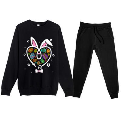 Funny Bunny Heart Trucker Eggs Hunting Easter Day Gift Premium Crewneck Sweatsuit Set