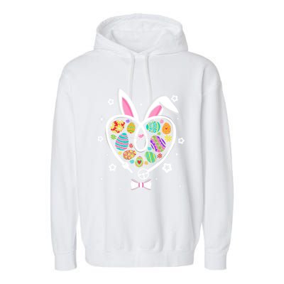 Funny Bunny Heart Trucker Eggs Hunting Easter Day Gift Garment-Dyed Fleece Hoodie