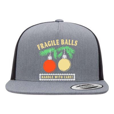 Fragile Balls Handle With Care Christmas 2024 Flat Bill Trucker Hat