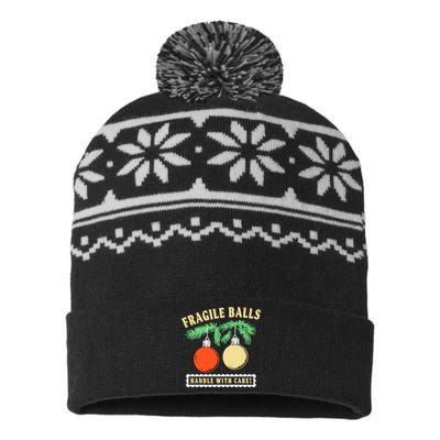 Fragile Balls Handle With Care Christmas 2024 USA-Made Snowflake Beanie