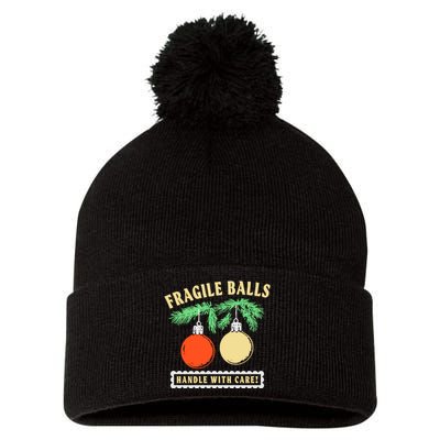 Fragile Balls Handle With Care Christmas 2024 Pom Pom 12in Knit Beanie