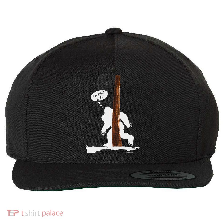 Funny Bigfoot Hiding Behind Tree For Sasquatch Believer Wool Snapback Cap