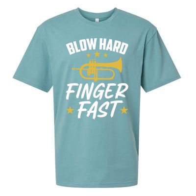 Flügelhorn Blow Hard Finger Fast Funny Flugelhorn Meaningful Gift Sueded Cloud Jersey T-Shirt