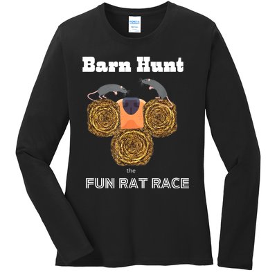 Funny Barn Hunt Barn Hunt The Fun Rat Race With Cute Rats Ladies Long Sleeve Shirt