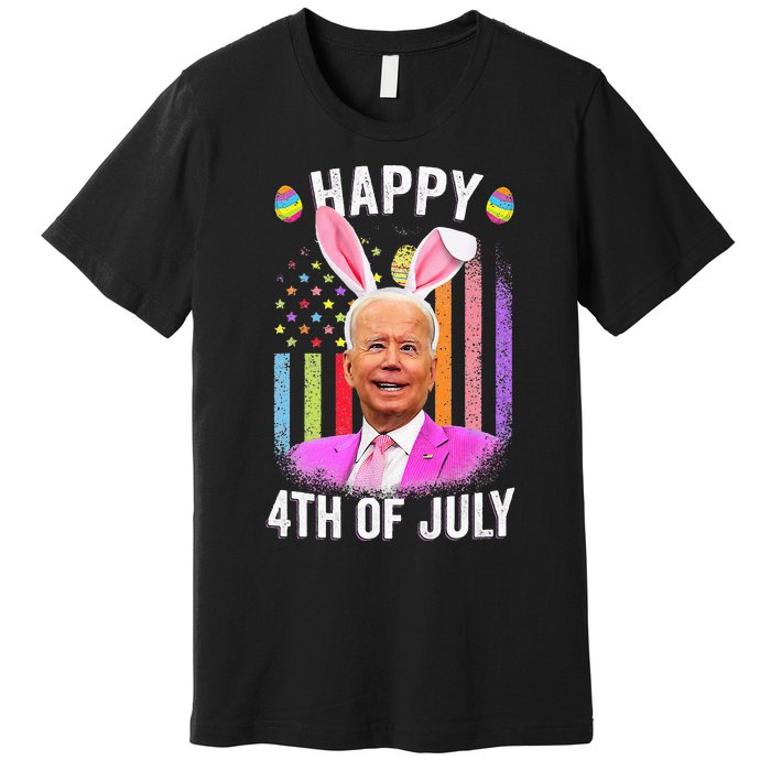 Funny Biden Happy 4th Of July Confused Easter Biden Bunny Premium T-Shirt