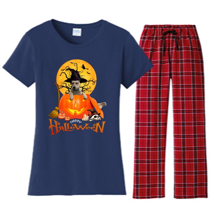 Funny Blue Heeler Dog Spooky Halloween Women's Flannel Pajama Set