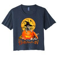 Funny Blue Heeler Dog Spooky Halloween Women's Crop Top Tee