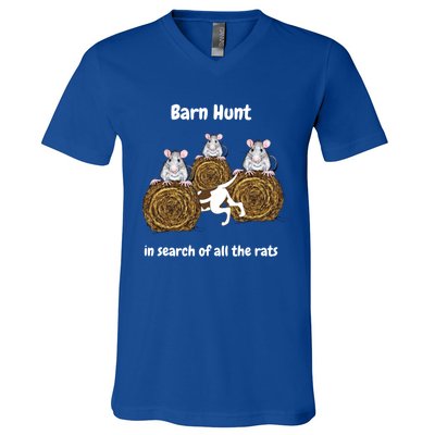 Funny Barn Hunt In Search Of All The Rats Gift V-Neck T-Shirt