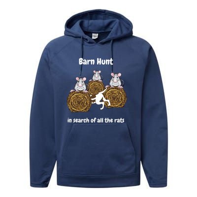 Funny Barn Hunt In Search Of All The Rats Gift Performance Fleece Hoodie