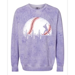 Funny Baseball Heartbeat Baseball Player Gift Colorblast Crewneck Sweatshirt