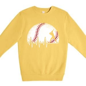 Funny Baseball Heartbeat Baseball Player Gift Premium Crewneck Sweatshirt