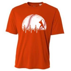 Funny Baseball Heartbeat Baseball Player Gift Cooling Performance Crew T-Shirt