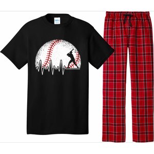 Funny Baseball Heartbeat Baseball Player Gift Pajama Set