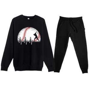 Funny Baseball Heartbeat Baseball Player Gift Premium Crewneck Sweatsuit Set