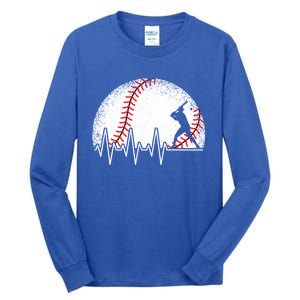 Funny Baseball Heartbeat Baseball Player Gift Tall Long Sleeve T-Shirt