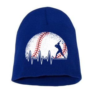 Funny Baseball Heartbeat Baseball Player Gift Short Acrylic Beanie