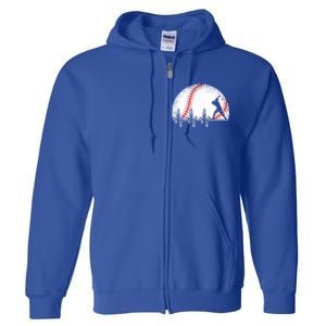 Funny Baseball Heartbeat Baseball Player Gift Full Zip Hoodie