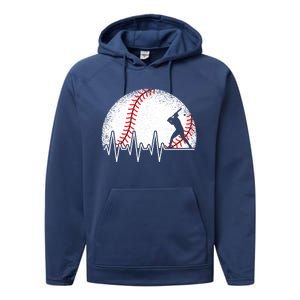 Funny Baseball Heartbeat Baseball Player Gift Performance Fleece Hoodie