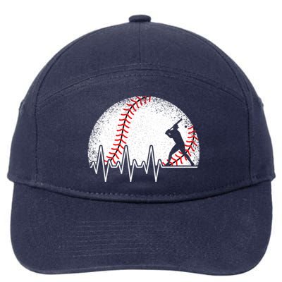 Funny Baseball Heartbeat Baseball Player Gift 7-Panel Snapback Hat