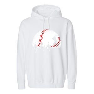 Funny Baseball Heartbeat Baseball Player Gift Garment-Dyed Fleece Hoodie