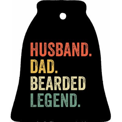 Funny Bearded Husband Dad Beard Legend Vintage Ceramic Bell Ornament