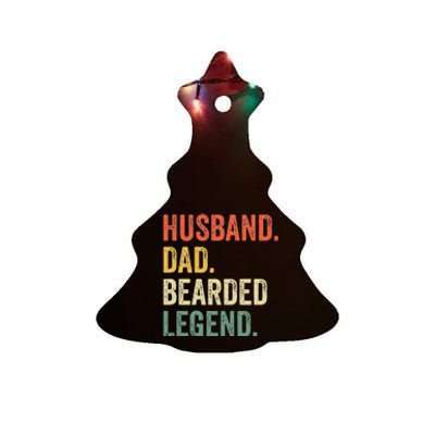 Funny Bearded Husband Dad Beard Legend Vintage Ceramic Tree Ornament