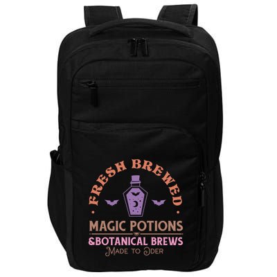 Fresh Brewed Halloween Witch Sign Witchy Mystical Magical Cute Gift Impact Tech Backpack