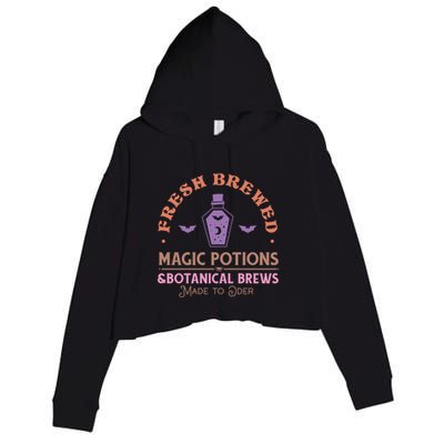 Fresh Brewed Halloween Witch Sign Witchy Mystical Magical Cute Gift Crop Fleece Hoodie
